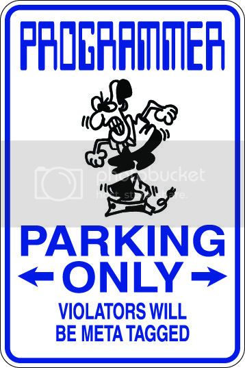 9"x12" Aluminum  computer programmer funny  parking sign for indoors or outdoors