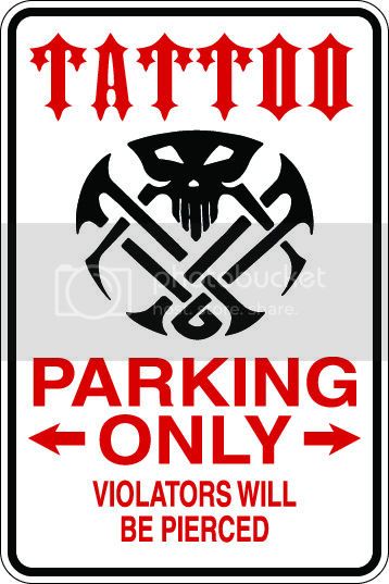 9"x12" Aluminum  tattoo store shop   funny  parking sign for indoors or outdoors