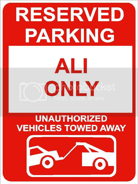 9"x12" ALI ONLY RESERVED parking aluminum novelty sign great for indoor or outdoor long term use.