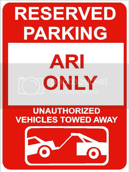 9"x12" ARI ONLY RESERVED parking aluminum novelty sign great for indoor or outdoor long term use.