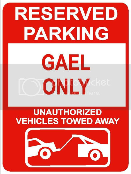 9"x12" GAEL ONLY RESERVED parking aluminum novelty sign great for indoor or outdoor long term use.