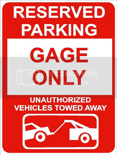 9"x12" GAGE ONLY RESERVED parking aluminum novelty sign great for indoor or outdoor long term use.