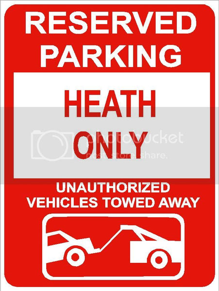 9"x12" HEATH ONLY RESERVED parking aluminum novelty sign great for indoor or outdoor long term use.