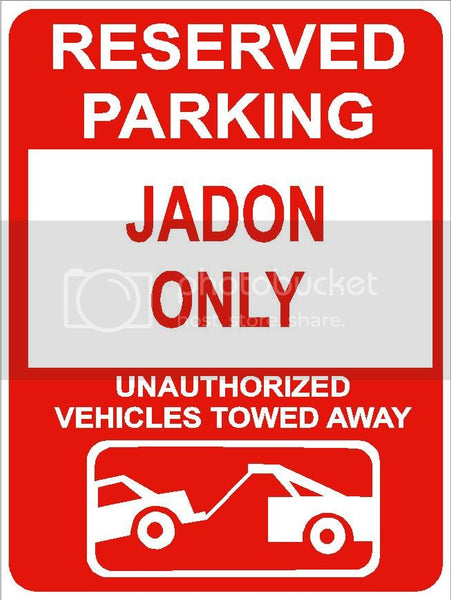 9"x12" JADON ONLY RESERVED parking aluminum novelty sign great for indoor or outdoor long term use.