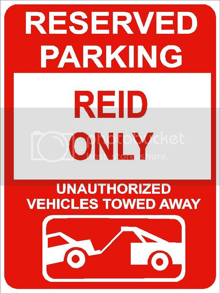9"x12" REID ONLY RESERVED parking aluminum novelty sign great for indoor or outdoor long term use.