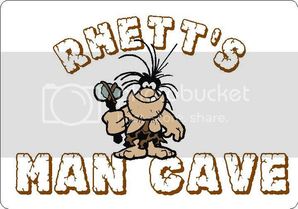 RHETT Man Cave 9"x12" Aluminum novelty parking sign wall decor.