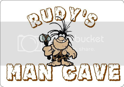 RUDY Man Cave 9"x12" Aluminum novelty parking sign wall decor.
