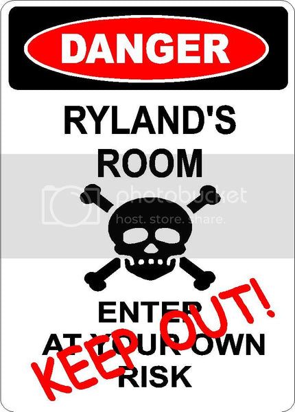 RYLAND Danger enter at own risk KEEP OUT room  9" x 12" Aluminum novelty parking sign wall décor art  for indoor or outdoor use.