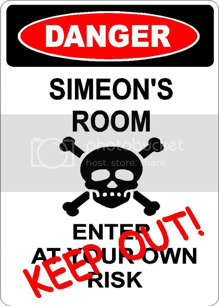 SIMEON Danger enter at own risk KEEP OUT room  9" x 12" Aluminum novelty parking sign wall décor art  for indoor or outdoor use.