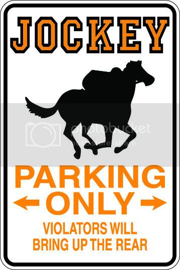 9"x12" Aluminum   horse riding jockey rider funny  parking sign for indoors or outdoors