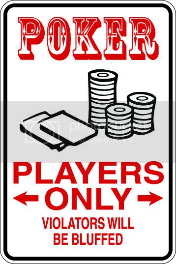 9"x12" Aluminum  poker players  funny  parking sign for indoors or outdoors
