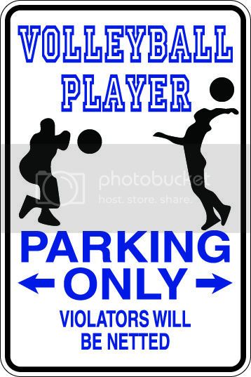 9"x12" Aluminum  volleyball player netted  funny  parking sign for indoors or outdoors