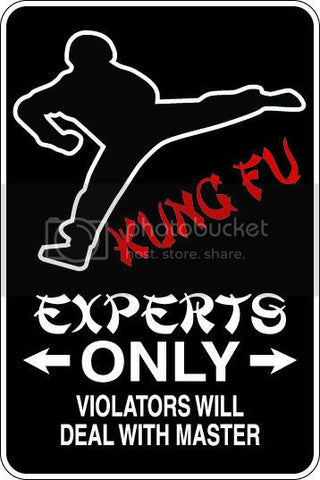 9"x12" Aluminum  kung foo deal with master   funny  parking sign for indoors or outdoors