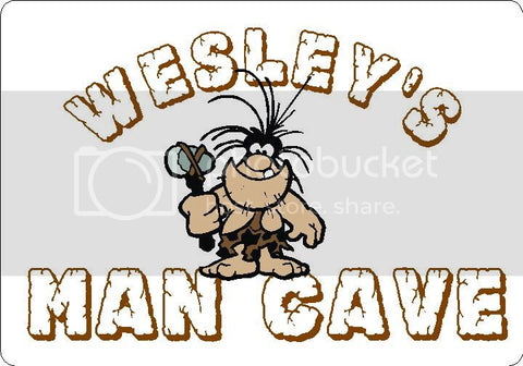 WESLEY Man Cave 9"x12" Aluminum novelty parking sign wall decor.