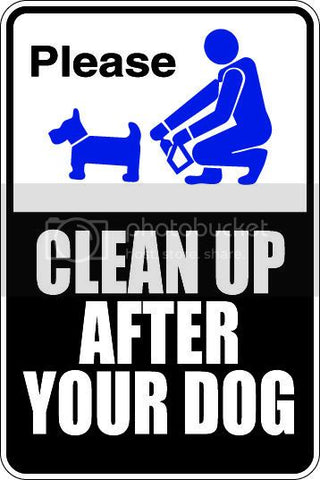 9"x12" Aluminum  dog poop please clean up after your dog scoop the poop  funny  parking sign for indoors or outdoors
