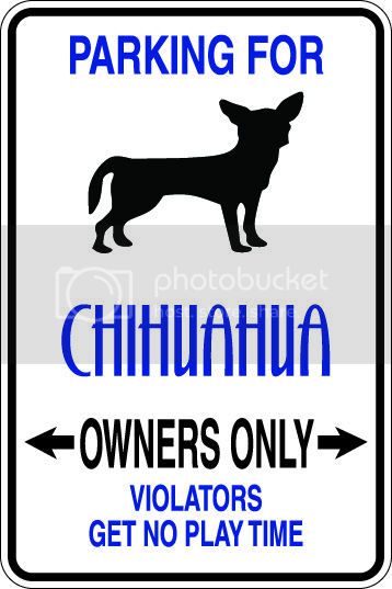 9"x12" Aluminum  chihuahua dog owner  funny  parking sign for indoors or outdoors