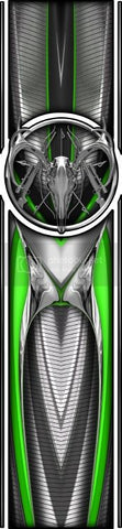 Truck bed  side chrome deer skull bed band design # 2 green high resolution vinyl graphic stripe decal kit universal fit.