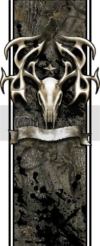 Truck bed  side tribal buck skull design #2 bed band high resolution vinyl graphic stripe decal kit universal fit.