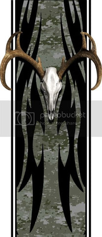 Truck bed  side tribal buck skull bed band digital green high resolution vinyl graphic stripe decal kit universal fit.