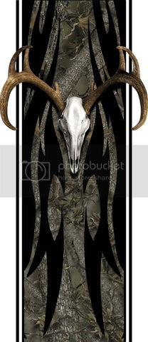 Truck bed  side tribal buck skull bed band forest high resolution vinyl graphic stripe decal kit universal fit.